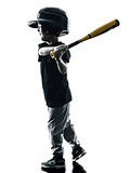 child playing softball players silhouette isolated