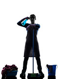 woman maid housework despair overwork silhouette
