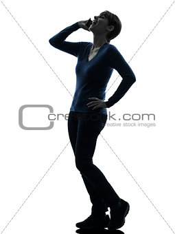woman on the telephone laughing silhouette