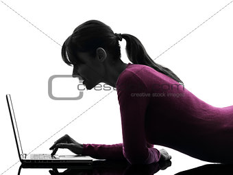 woman computing laptop computer silhouette