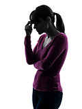 woman migraine headache portrait silhouette
