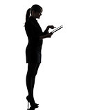business woman computer computing  typing digital tablet silhouette