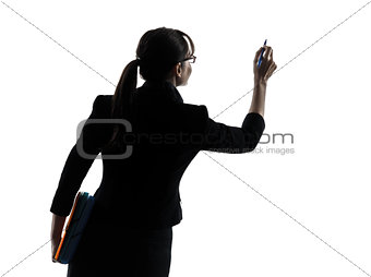 business woman writing copy space  silhouette