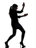 business woman karate self defense silhouette