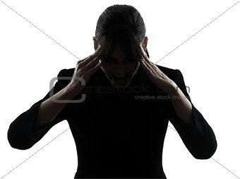 business woman headache tired silhouette
