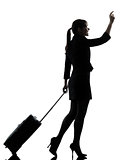 business woman  traveling walking   hailing silhouette