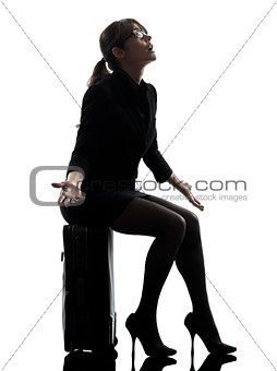 business woman traveling despair complaining  silhouette