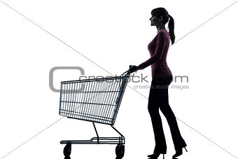 woman with empty shopping cart silhouette