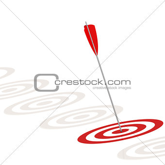 Red hitting the center of a blue board