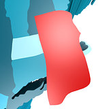Rhode Island map on blue USA map