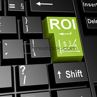 ROI word on the green enter keyboard