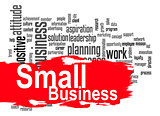 Small business word cloud with red banner