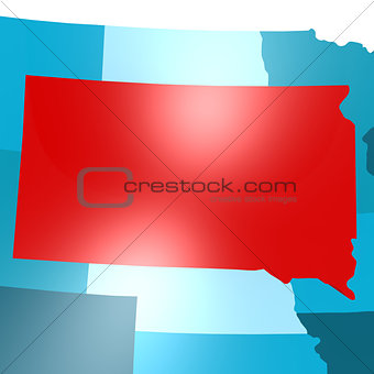 South Dakota map on blue USA map