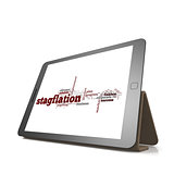 Stagflation word cloud on tablet