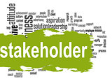 Stakeholder word cloud with green banner