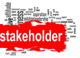 Stakeholder word cloud with red banner