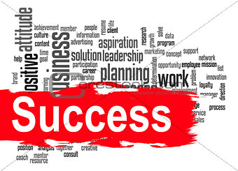 Success word cloud with red banner