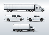 Trucks collection for transportation cargo vector illustration isolated on white background