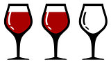 set isolated wine glasses