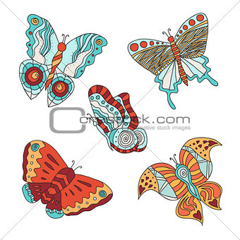 Set of different butterflies. 