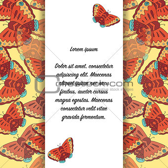 Card with butterflies and place for text. 