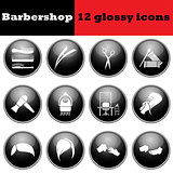 Set of barbershop glossy icons