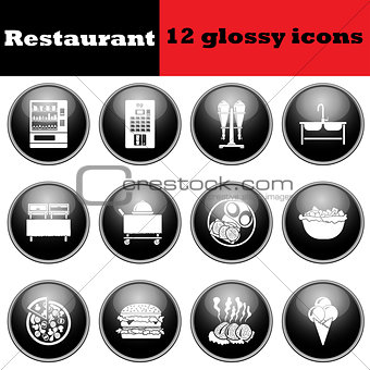 Set of glossy restaurant icons