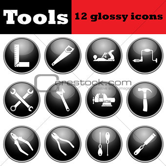 Set of tools glossy icons