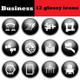 Set of business glossy icon