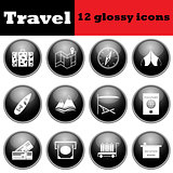 Set of travel glossy icons
