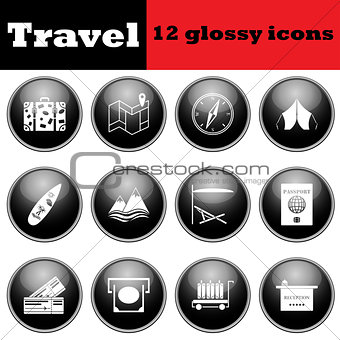 Set of travel glossy icons