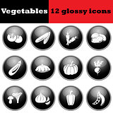 Set of vegetables glossy icons