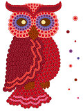 Colour owl made from many buttons