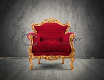 Red and gold luxury armchair