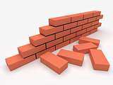 Brick wall. Concept of building and construction.