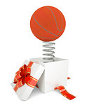 Gift box with red band and basketball