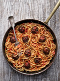 rustic american italian meatball spaghetti