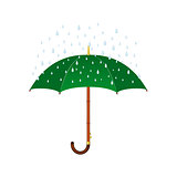 Umbrella in green design and rain