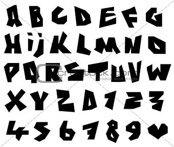 paper cut font and number alphabet over white