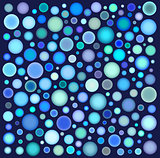 many blue purple bubbles over deep blue