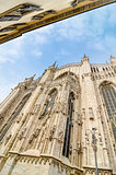 Vertical view of Duomo cathedral in Milano, Italy