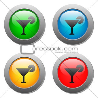 Wine glass simple icon on buttons set