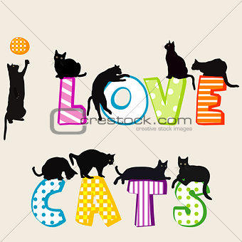 I love card card with cats silhouettes