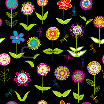 Whimsical flowers background
