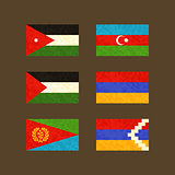 Flags of Jordan, Azerbaijan, Palestine, Armenia, Eritrea and Nagorno-Karabakh