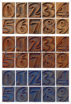 outlined numbers in letterpress wood type