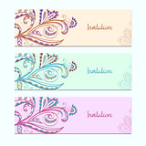 Set of invitation cards with floral ornament