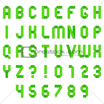 Green Folded Paper Font