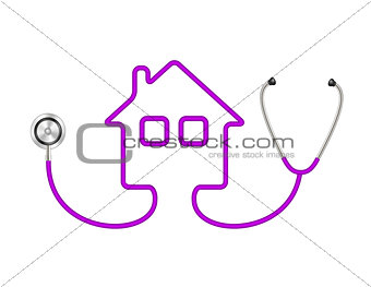 Stethoscope in shape of house in purple design