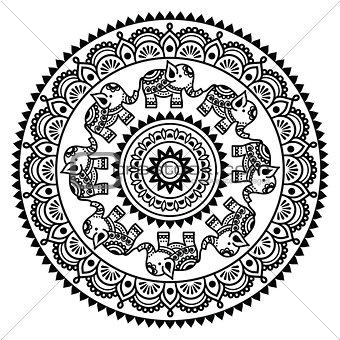 Round Mehndi, Indian Henna tattoo pattern